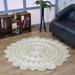 Rugsotic Carpets Hand Woven Oriental Jute Round Area Rug White 5 x5