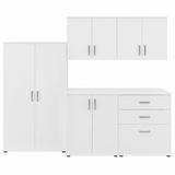 Maykoosh City Sleek 5 Piece Modular Garage Storage Set With Floor And Wall Cabinets In White