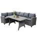 Outdoor Patio Furniture PE Rattan Wicker Conversation Set All-Weather Sectional Sofa Set 1 Table+2 Sofa w/Cushion 2 Colors[US-W]