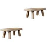 2pcs Wooden Stool Miniature Wood Display Stand Potted Pot Holder for Landscape Decor