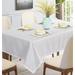 European Sensation Solid Pattern Tablecloth - White 52x70 Seats 4-6 - Polyester Woven Jacquard