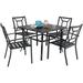 & William Patio Dining Set with 13ft Double-Sided Patio Umbrella 8 Piece Metal Outdoor Table Furniture Set with 6 Outdoor Chairs & 1 Rectangular Dining Table & 1 Large Orange