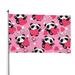 Kll Panda Heart Valentine Pink Flag 4x6 Ft Parade Party Flag Outdoor Flag Decorative Flag Banner Flags Garden Flag Home House Flags
