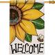 HGUAN Welcome Spring Summer Sunflower Decorative House Flag Bee Garden Yard Outside Decorations Farmhouse Outdoor Large Home Decor Double Sided 28 x 40