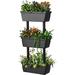 Planter Raised Bed 3-Tier Vertical Garden Planter Freestanding Flower Pot Stand with Well-Drained Inside Structure Indoor Outdoor Elevated Container Box for Herb Vegetable Planting (Gray)