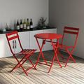 Yone jx je Patio Bistro Sets 3 Piece Patio Furniture Outdoor Garden Metal Rust Proof Tables and Chairs Foldable Round Table and Chairs Red