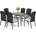 VALLEY Patio Dining Set 5 PCS Rattan Outdoor Dining Sets Swivel Wicker Patio Rocking Chairs with Cushion 37\u201Dx37\u201Dx28\u201DSquare Table with 1.57 Umbrella Hole for Outdoor Ki