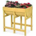 Raised Garden Bed Elevated Wood Planter Box Stand Planter Garden Grow Box Kit W/Legs for Vegetable Flower Herb Outdoor Planter Box W/Shelf for Garden Patio Backyard Natural