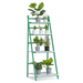 MoNiBloom Bamboo 4 Tiers Foldable Plant Stand Flower Display Shelf Rack Green/White for Home