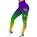 Women Mardi Gras Carnival Leggings Casual Sports Yoga Pants Colorful Printed Fashion Skinny Pants Sports Workout Compression Casual Jogging Stylish Soft Workout