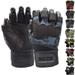 Weightlifting Gloves with Integrated Wrist Wrap Support Half Finger Body Building Gym Glove Camo Black Grey X-Large