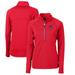 Women s Cutter & Buck Red Binghamton Rumble Ponies Adapt Eco Knit Stretch Recycled Half-Zip Top