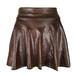 Denim Skirts Women Fashion Ladys Leather Skirt High Waist Creased Skirt Solid Color Casual Base Skirt Tennis Skirts For Woman