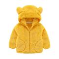 QUYUON Baby Jackets 6-12 Months Deals Long Sleeve Fleece Jacket Kids Baby Warm Girls Boys Flannel Winter Fleece Jackets Sweatshirt Hooded Yellow 3T-4T