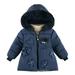 Cathalem Big Kid Coat Toddler Coats Winter Long Jackets for Girls Girls Boys Hooded Soild Toddler Outwear Zipper Windproof Warm Thick (Navy 3-4 Years)