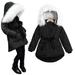 Frostluinai Savings Clearance 2023! Winter Coats for Kids Baby Boys Girls 2023! Baby Girl Fur Hooded Tops Jacket Padded Coat Kids Long Thick Warm Jacket Parkas Infant Outerwear