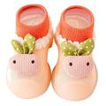 Kids Toddler Sock Shoes Animal Rubber Sole Non Indoor Slipper Boys First Walking Floor Slipper Soft Sole CottonMesh Slipper Breathable Lightwewight Baby Shoes Pink 9 Months-12 Months