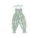 Baby Girls Summer Jumpsuit Floral Printed Sling Ruched Long Romper