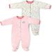 H743G-2-12 Birdies Print Pink White & Aqua Girls Sleep N Play Footie Pajama Set 9-12 Months - 2 Piece