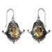 Jaipuri Glam,'Citrine Earrings in Sterling Silver Jewelry from India'