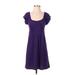 Express Casual Dress - A-Line Scoop Neck Short sleeves: Purple Print Dresses - Women's Size X-Small