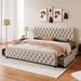 Metal Bed Frame Upholstered King Platform Bed with 4 Drawers