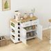 Multi-Functional Kitchen Island Cart with 2 Door Cabinet and 2 Drawers, Spice Rack, Towel Holder, Wine Rack, Foldable Table Top