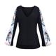 Women's Black / White / Pink Black Crepe Blouse With Silk Printed Sleeves Small Cassandra Hone