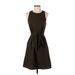 Banana Republic Cocktail Dress - A-Line Crew Neck Sleeveless: Brown Print Dresses - Women's Size 2