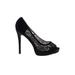 Lauren Lorraine Heels: Pumps Platform Feminine Black Solid Shoes - Women's Size 8 1/2 - Peep Toe