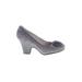 Hush Puppies Heels: Slip On Chunky Heel Work Gray Print Shoes - Women's Size 9 1/2 - Round Toe