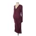 Gap - Maternity Casual Dress - Midi: Burgundy Stripes Dresses - Women's Size Small