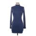 Urban Outfitters Casual Dress - Mini Turtleneck Long sleeves: Blue Print Dresses - Women's Size Medium