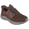 Slip-On Sneaker SKECHERS "GARNER-NEWICK", Herren, Gr. 45, braun (dunkelbraun), Textil, Synthetik, casual, Schuhe, Slipper, Freizeitschuh mit praktischer Slip Ins-Funktion, Topseller