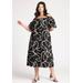 Plus Size Women's Embroidered Midi Dress by ELOQUII in Black Onyx (Size 28)