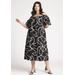 Plus Size Women's Embroidered Midi Dress by ELOQUII in Black Onyx (Size 16)