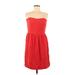 Ann Taylor LOFT Casual Dress - A-Line Sweetheart Sleeveless: Red Solid Dresses - Women's Size 6