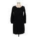 Twill Twenty Two Casual Dress - Shift Scoop Neck 3/4 sleeves: Black Print Dresses - Women's Size Small
