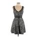 Lush Casual Dress - Mini V Neck Sleeveless: Gray Dresses - Women's Size Medium