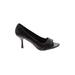 Apt. 9 Heels: Slip-on Stilleto Cocktail Party Black Print Shoes - Women's Size 8 - Open Toe