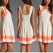 Free People Dresses | Free People Giorgia Alabaster Dress Sz 8 Sleeveless Lace Ivory Neon Summer Twee | Color: Cream/Orange | Size: 8