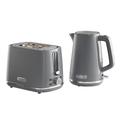 Daewoo SDA2683 Stirling Collection, 1.7L Jug Kettle with Matching 2 Slice Toaster, Safety Features, Easy Cleaning, Cohesive Kitchen Set, Stainless Steel, Grey