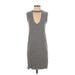 Pam & Gela Casual Dress - Mini Crew Neck Sleeveless: Gray Marled Dresses - Women's Size Small