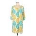 Peach Love Cream California Casual Dress - Shift Scoop Neck 3/4 sleeves: Yellow Dresses - New - Women's Size Medium
