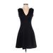 Guess Casual Dress - A-Line V Neck Sleeveless: Black Print Dresses - Women's Size X-Small