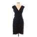 London Times Casual Dress - Party V-Neck Sleeveless: Black Print Dresses - Women's Size 10