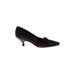 Salvatore Ferragamo Heels: Slip-on Kitten Heel Classic Brown Solid Shoes - Women's Size 7 1/2 - Pointed Toe