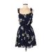 Cupcakes & Cashmere Casual Dress - Mini: Blue Floral Dresses - Women's Size Medium