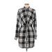 Abercrombie & Fitch Casual Dress - Shirtdress Collared Long sleeves: Gray Print Dresses - Women's Size Medium