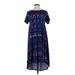 Lularoe Casual Dress - High/Low: Blue Print Dresses - Women's Size X-Small